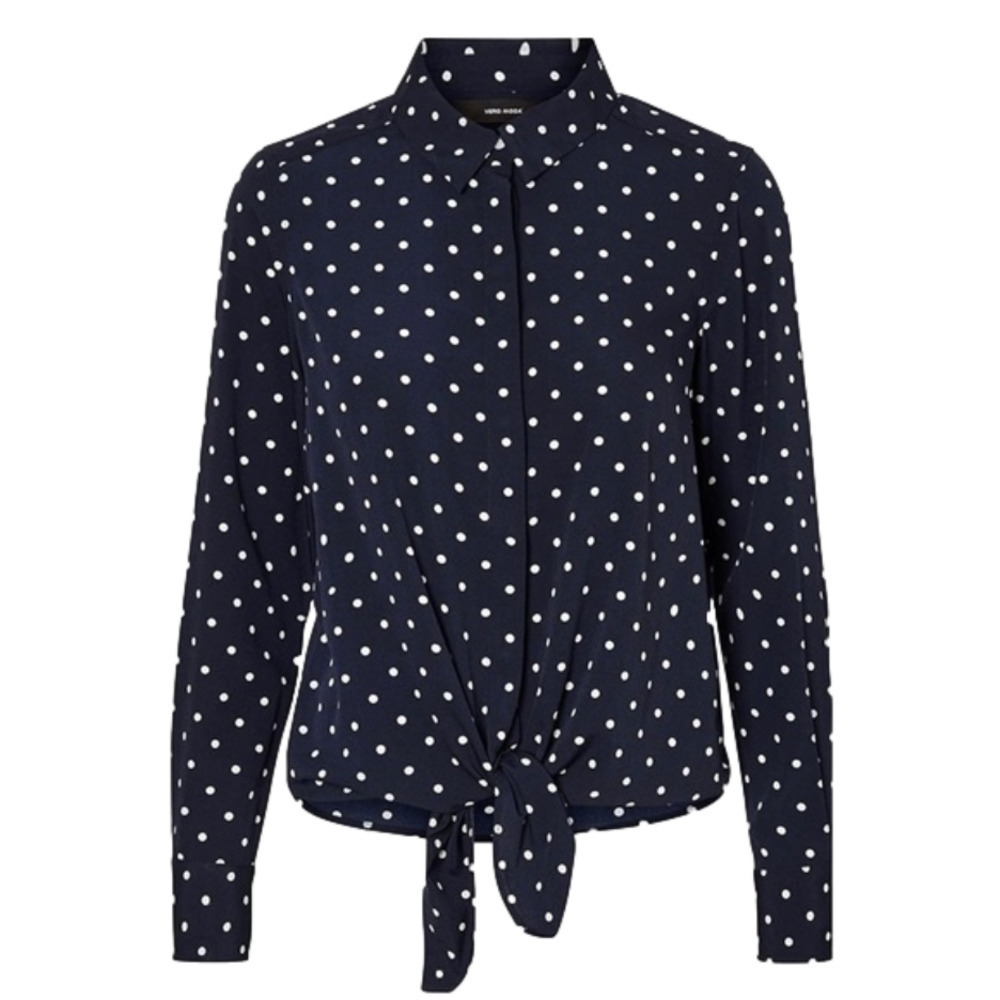 Vero Moda Polka Dot Tie Top Long Sleeve NWT